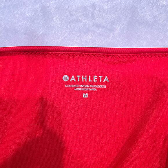ATHLETA Swim Cinch Full Coverage Bikini Bottom Red Nylon UPF 50 Womens Medium - Picture 5 of 6